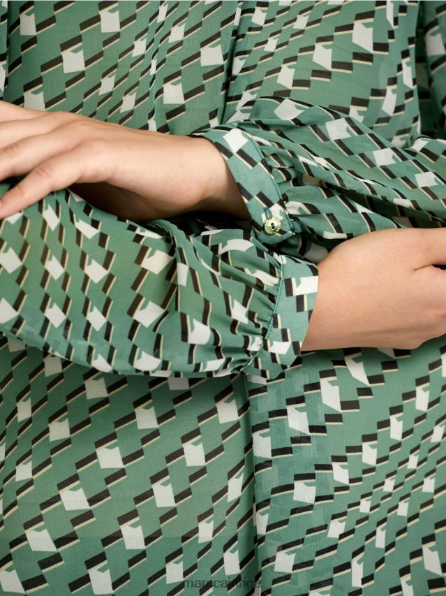 apģērbs sūnu zaļa VRBHXD1000 Marc Cain blūze ģeometriskā rakstā