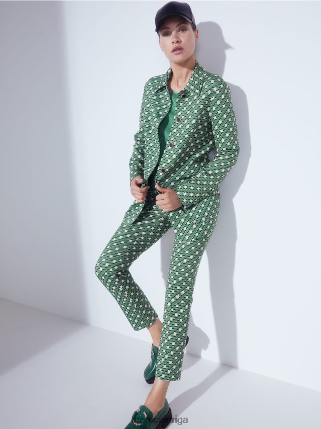 apģērbs sūnu zaļa VRBHXD1002 Marc Cain blūzes stila tops ar laivveida kakla izgriezumu