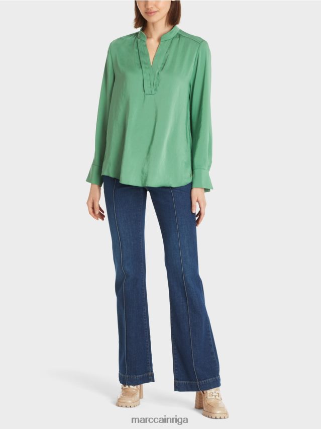 apģērbs sūnu zaļa VRBHXD1003 Marc Cain vienkrāsains blūzes stila tops