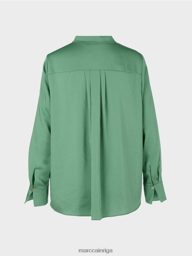 apģērbs sūnu zaļa VRBHXD1003 Marc Cain vienkrāsains blūzes stila tops