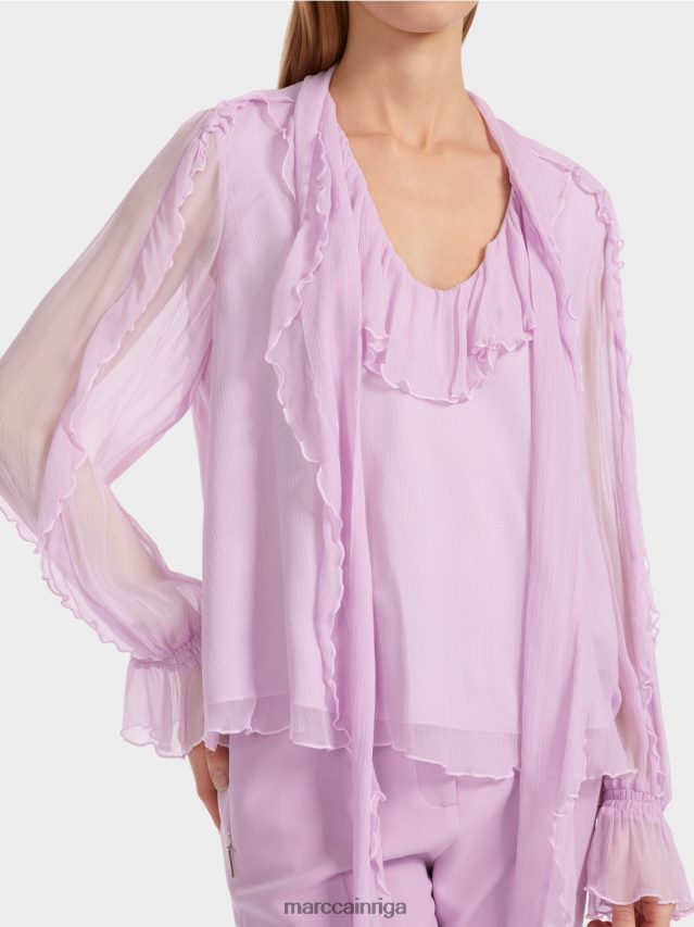 apģērbs spilgta lavanda VRBHXD844 Marc Cain saburzīta šifona blūze