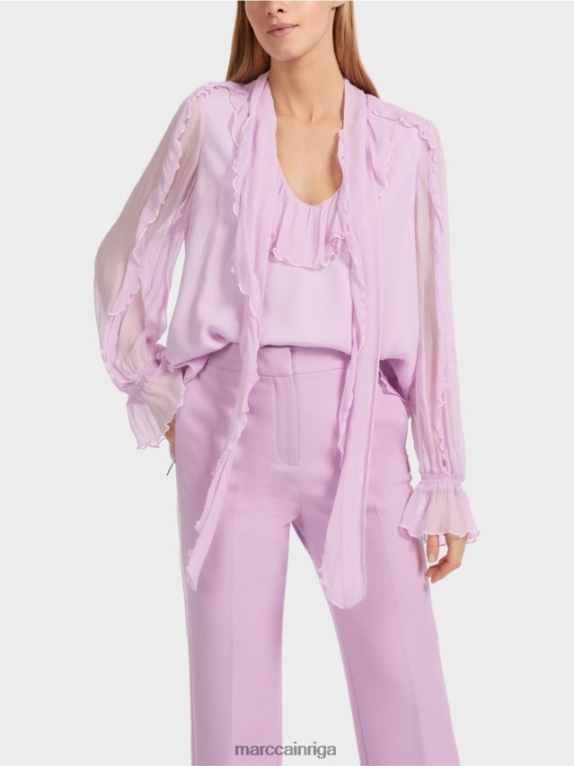 apģērbs spilgta lavanda VRBHXD844 Marc Cain saburzīta šifona blūze