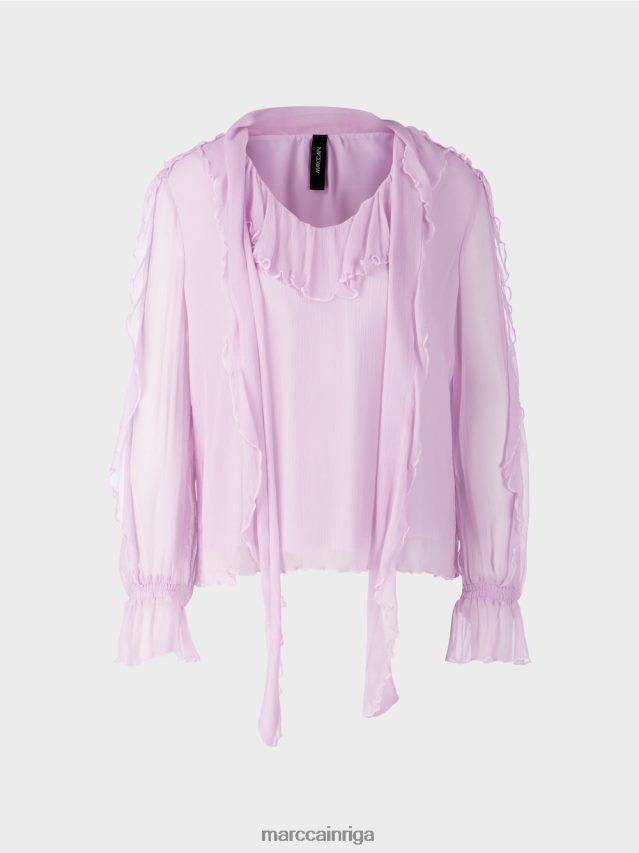 apģērbs spilgta lavanda VRBHXD844 Marc Cain saburzīta šifona blūze