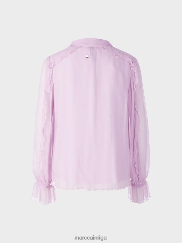 apģērbs spilgta lavanda VRBHXD844 Marc Cain saburzīta šifona blūze