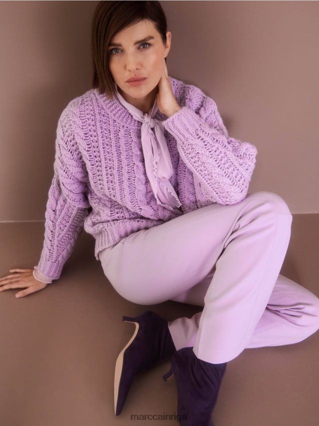 apģērbs spilgta lavanda VRBHXD844 Marc Cain saburzīta šifona blūze