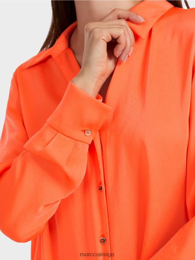 apģērbs spilgti koraļļi VRBHXD861 Marc Cain klasiska kreklblūze ar v-veida kakla izgriezumu