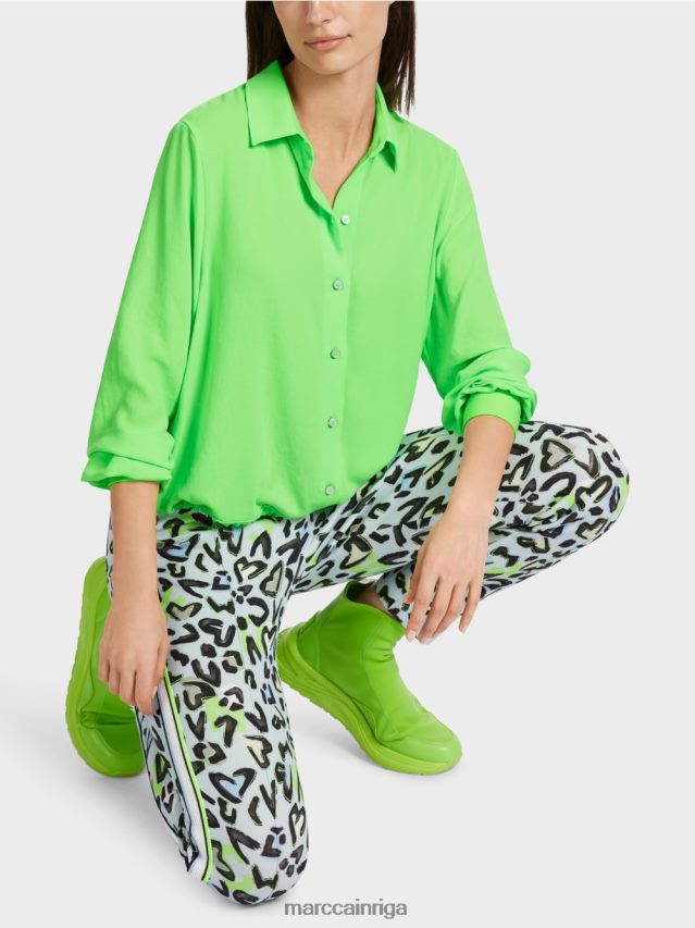 apģērbs spilgti šokējoši zaļš VRBHXD875 Marc Cain blūze ar aukliņu