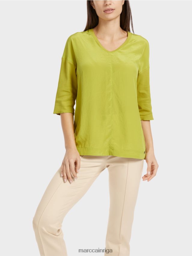 apģērbs spilgti olīvzaļš VRBHXD906 Marc Cain blūze ar materiālu maisījumu