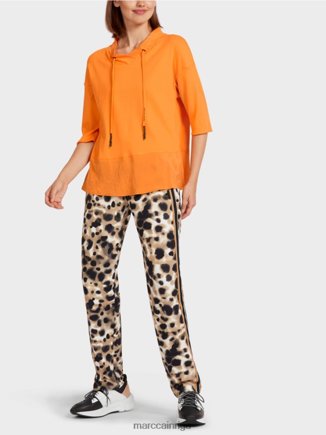 apģērbs spilgti oranža VRBHXD983 Marc Cain blūzes stila tops ar dažādu faktūru sajaukumu