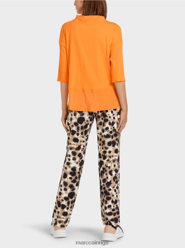 apģērbs spilgti oranža VRBHXD983 Marc Cain blūzes stila tops ar dažādu faktūru sajaukumu