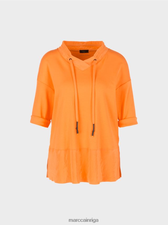 apģērbs spilgti oranža VRBHXD983 Marc Cain blūzes stila tops ar dažādu faktūru sajaukumu