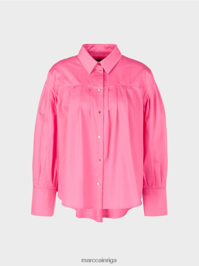 apģērbs spilgti rozā VRBHXD976 Marc Cain blūze ar plecu jūgu un krokām