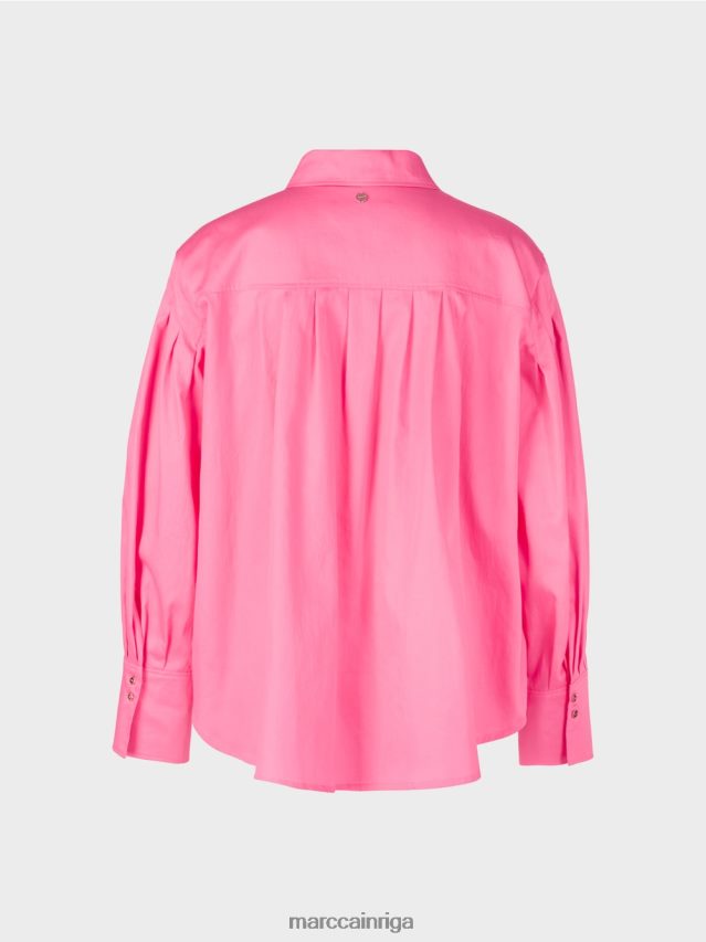 apģērbs spilgti rozā VRBHXD976 Marc Cain blūze ar plecu jūgu un krokām