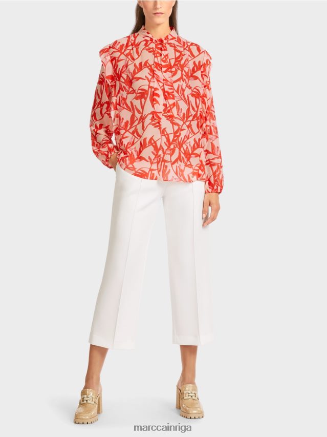 apģērbs spilgts iedegums VRBHXD973 Marc Cain volānveida blūze ar ziedu apdruku