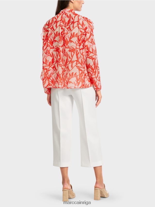 apģērbs spilgts iedegums VRBHXD973 Marc Cain volānveida blūze ar ziedu apdruku
