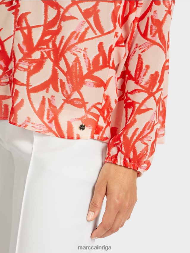 apģērbs spilgts iedegums VRBHXD973 Marc Cain volānveida blūze ar ziedu apdruku