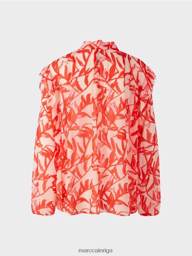 apģērbs spilgts iedegums VRBHXD973 Marc Cain volānveida blūze ar ziedu apdruku