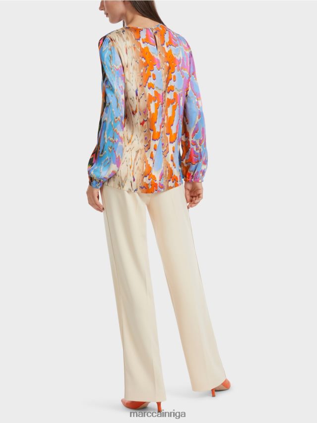 apģērbs tumšas vasaras debesis VRBHXD851 Marc Cain krāsaina zīda blūze