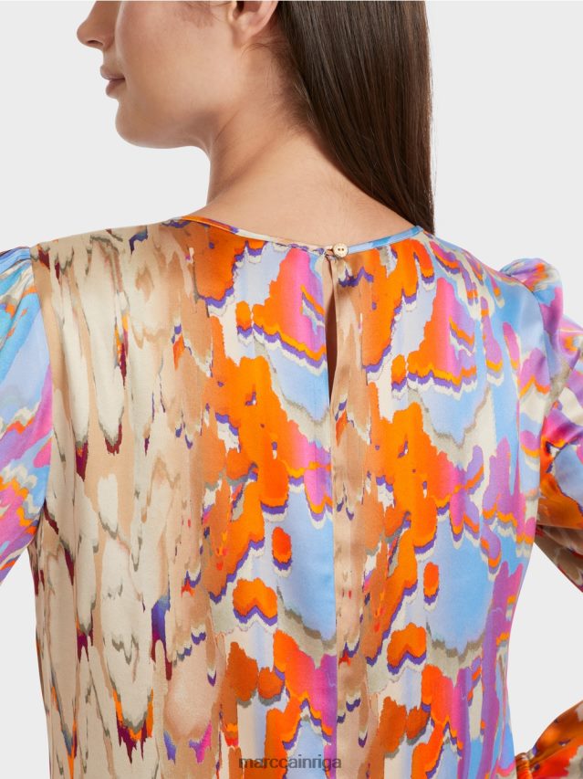 apģērbs tumšas vasaras debesis VRBHXD851 Marc Cain krāsaina zīda blūze