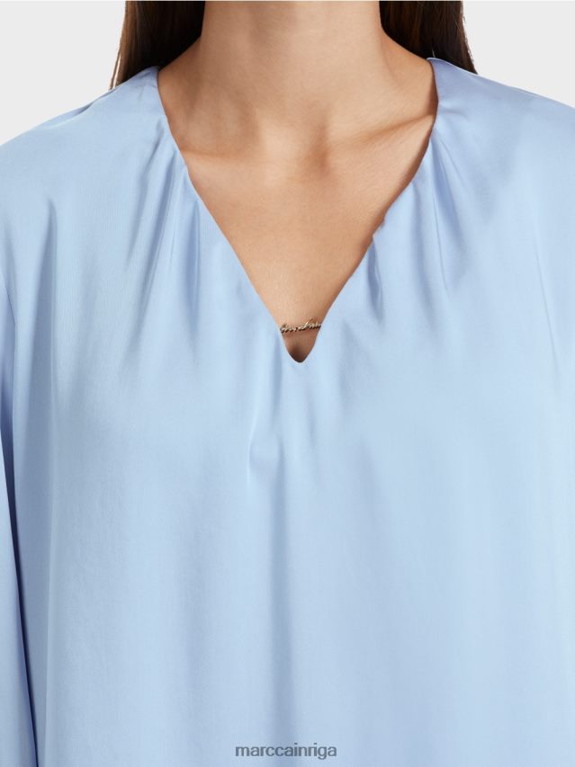 apģērbs tumšas vasaras debesis VRBHXD855 Marc Cain ikdienišķa blūze ar v veida kakla izgriezumu