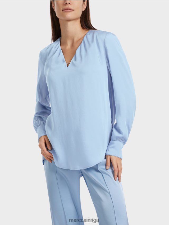 apģērbs tumšas vasaras debesis VRBHXD855 Marc Cain ikdienišķa blūze ar v veida kakla izgriezumu