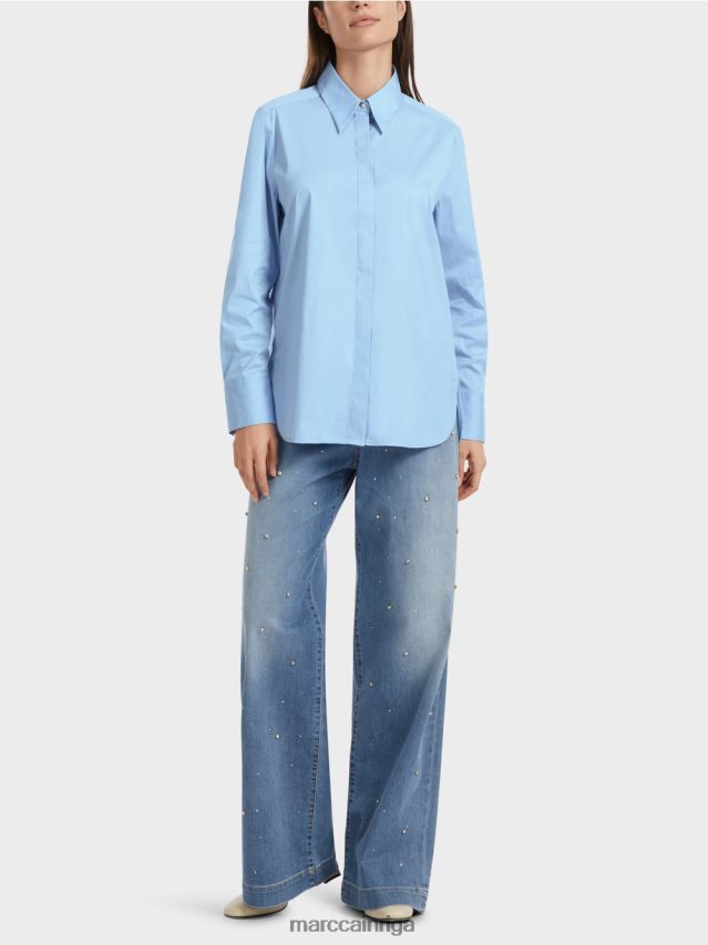 apģērbs tumšas vasaras debesis VRBHXD857 Marc Cain blūze ar pagarinātu muguru