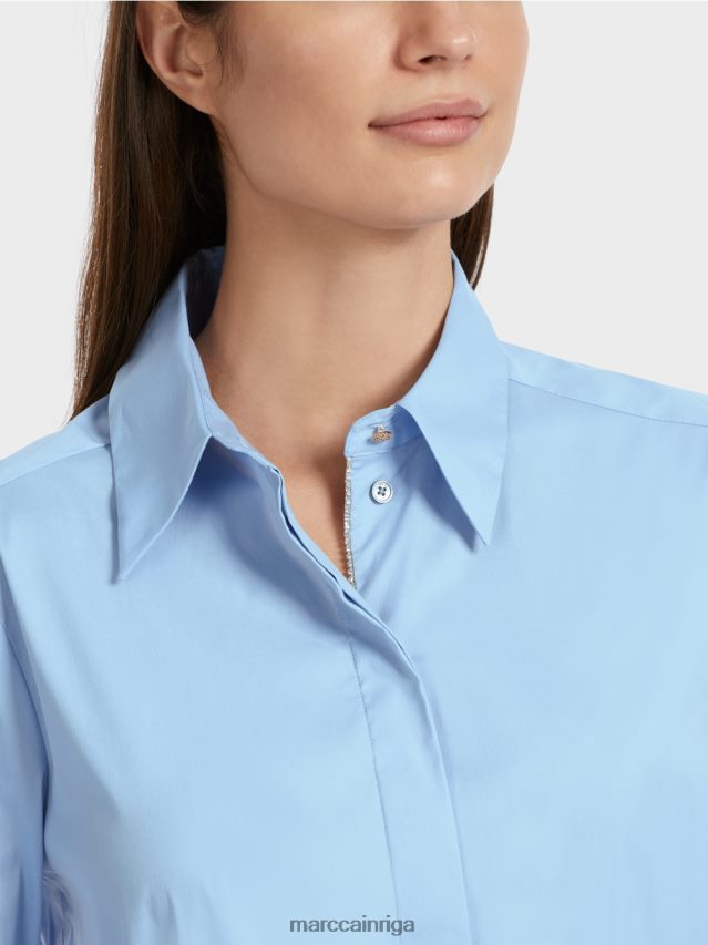 apģērbs tumšas vasaras debesis VRBHXD857 Marc Cain blūze ar pagarinātu muguru