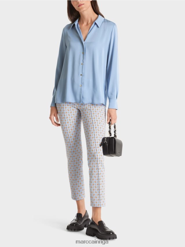 apģērbs tumšas vasaras debesis VRBHXD859 Marc Cain klasiska kreklblūze ar v-veida kakla izgriezumu