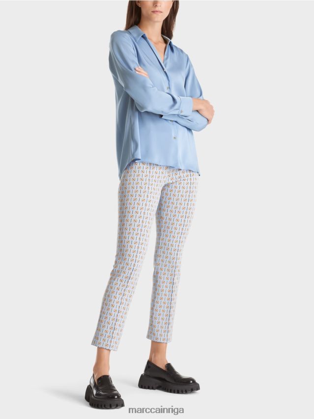 apģērbs tumšas vasaras debesis VRBHXD859 Marc Cain klasiska kreklblūze ar v-veida kakla izgriezumu