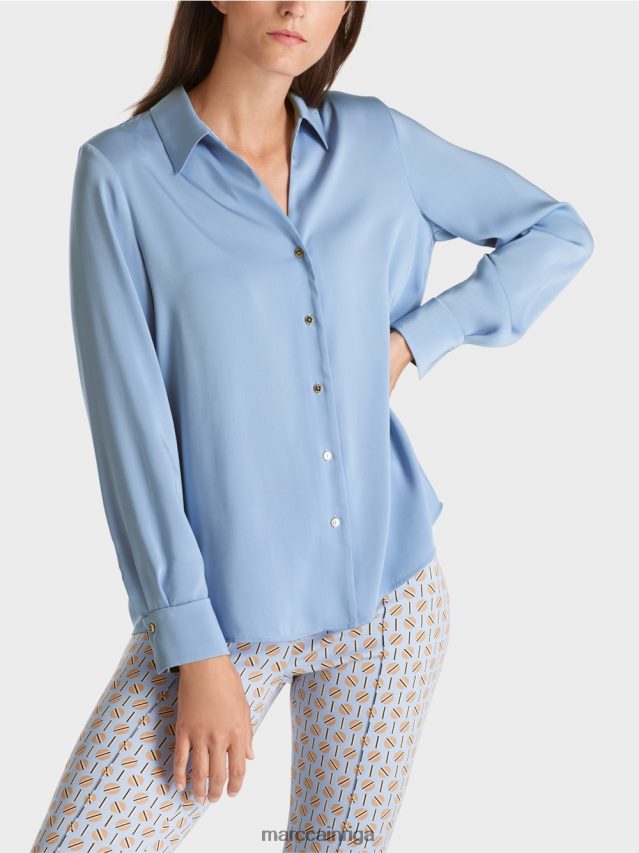 apģērbs tumšas vasaras debesis VRBHXD859 Marc Cain klasiska kreklblūze ar v-veida kakla izgriezumu