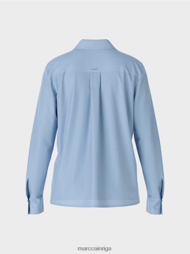 apģērbs tumšas vasaras debesis VRBHXD859 Marc Cain klasiska kreklblūze ar v-veida kakla izgriezumu