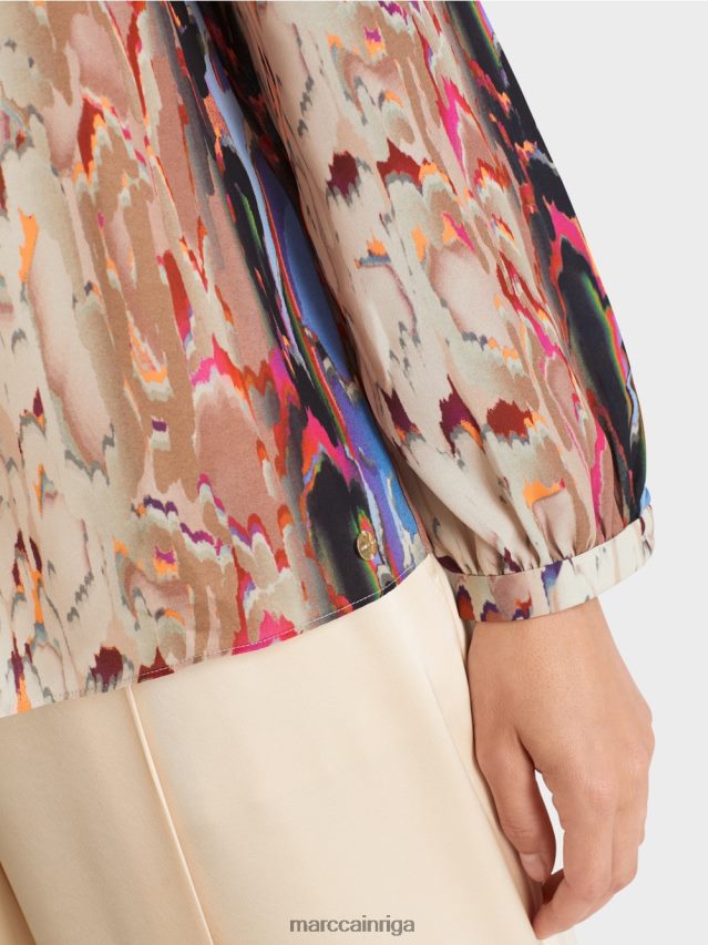 apģērbs tumšas vasaras debesis VRBHXD864 Marc Cain blūze ar apdruku maisījumu