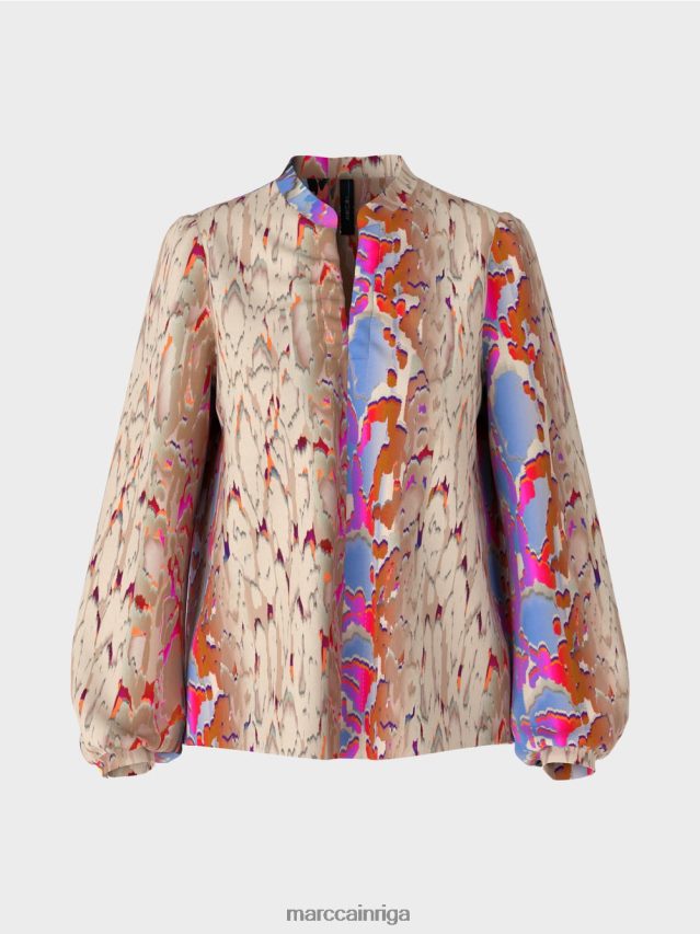 apģērbs tumšas vasaras debesis VRBHXD864 Marc Cain blūze ar apdruku maisījumu