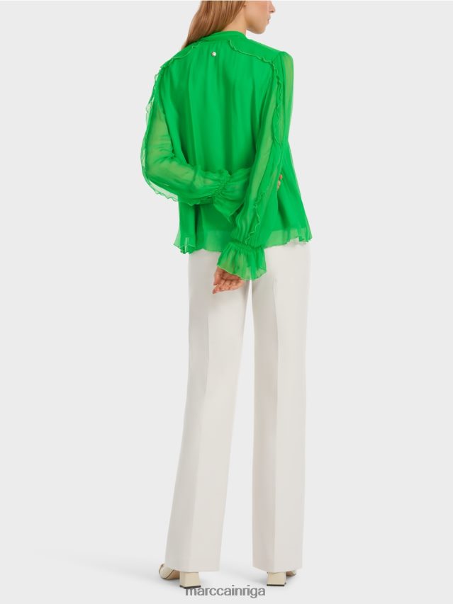 apģērbs tumši ābolu zaļš VRBHXD841 Marc Cain saburzīta šifona blūze