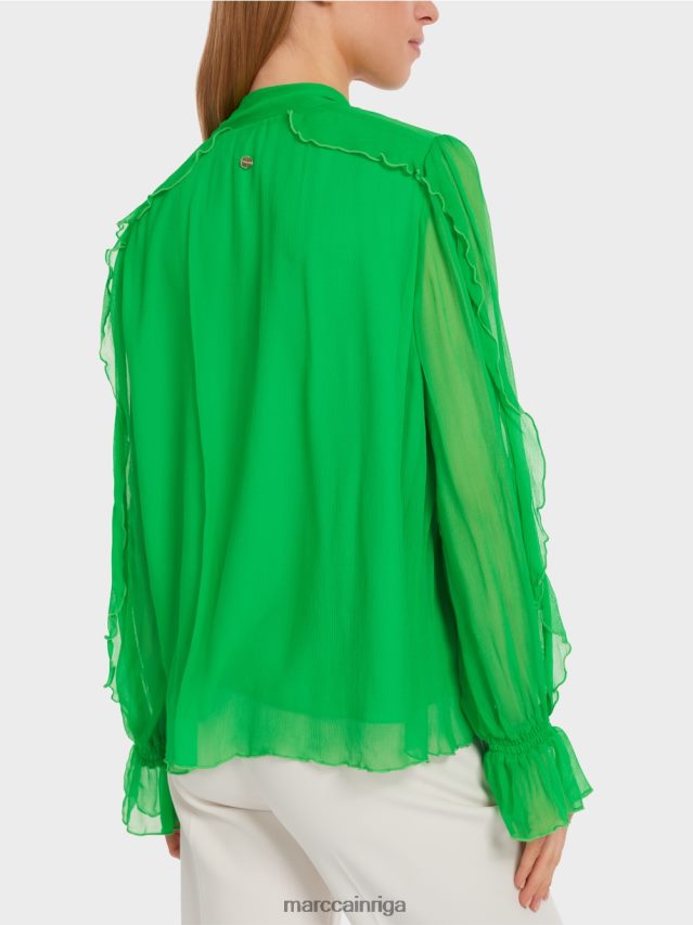 apģērbs tumši ābolu zaļš VRBHXD841 Marc Cain saburzīta šifona blūze