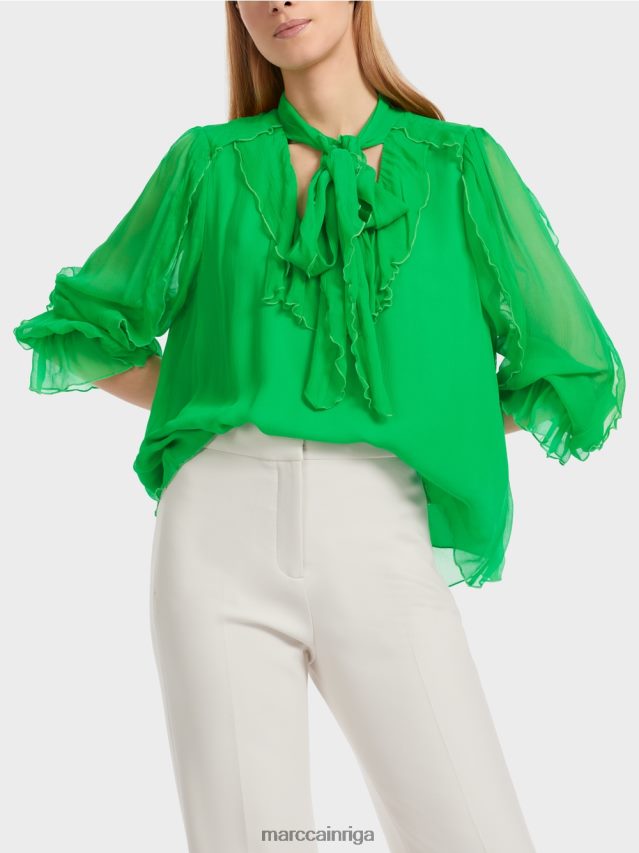 apģērbs tumši ābolu zaļš VRBHXD841 Marc Cain saburzīta šifona blūze