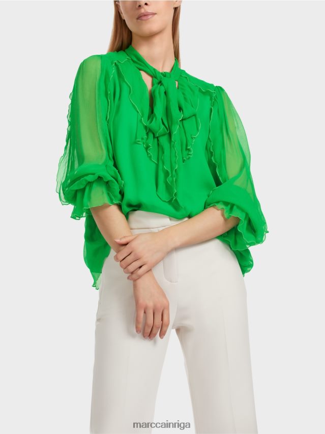apģērbs tumši ābolu zaļš VRBHXD841 Marc Cain saburzīta šifona blūze