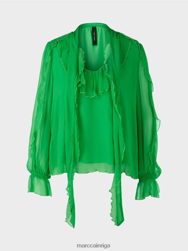 apģērbs tumši ābolu zaļš VRBHXD841 Marc Cain saburzīta šifona blūze
