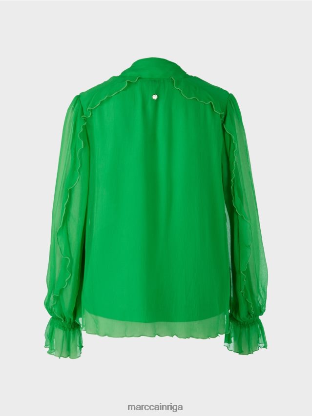 apģērbs tumši ābolu zaļš VRBHXD841 Marc Cain saburzīta šifona blūze