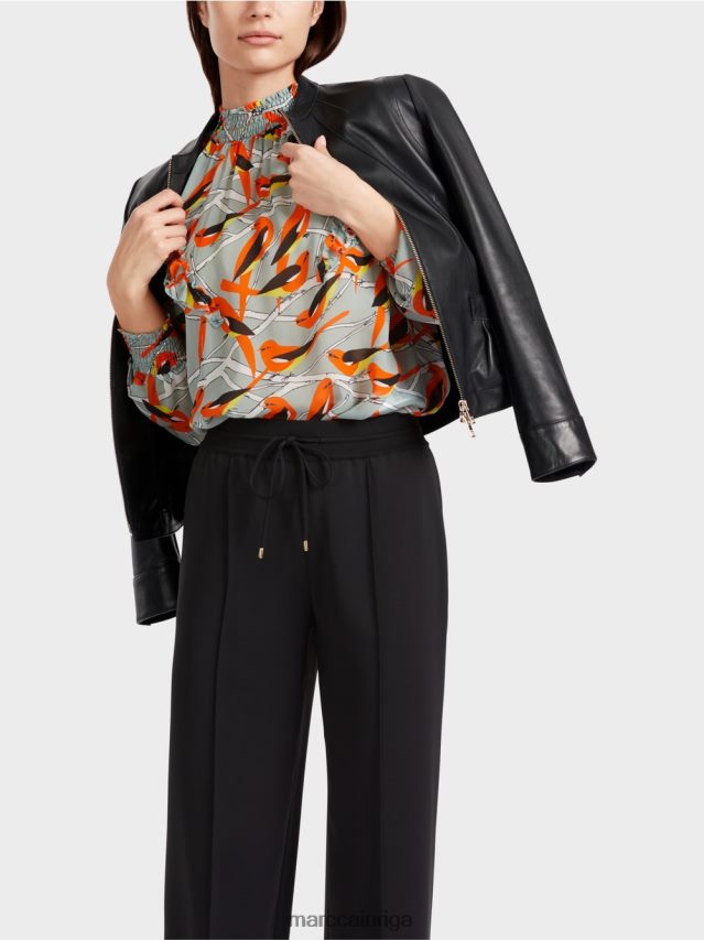 apģērbs tumši debeszils VRBHXD879 Marc Cain rotaļīga blūze ar putnu dizainu