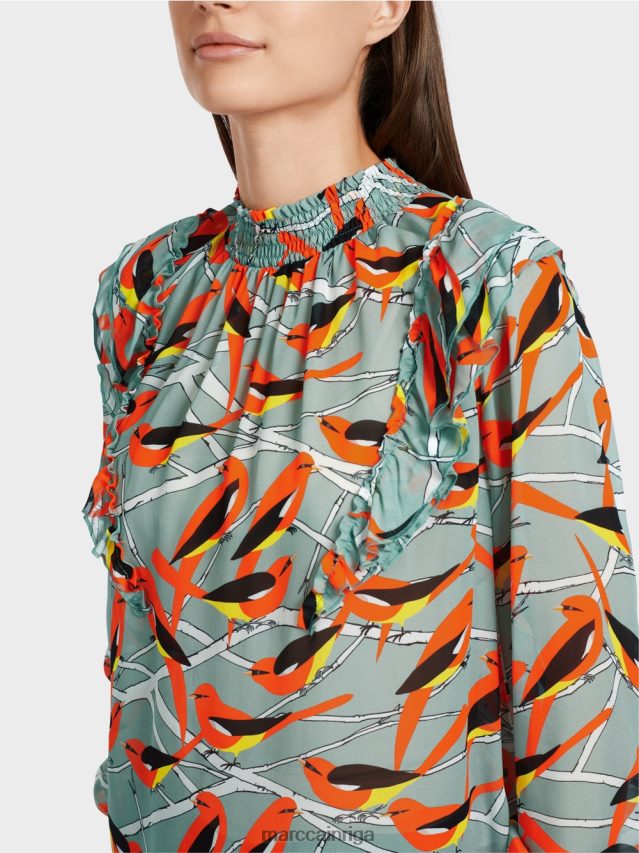 apģērbs tumši debeszils VRBHXD879 Marc Cain rotaļīga blūze ar putnu dizainu