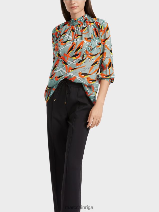 apģērbs tumši debeszils VRBHXD879 Marc Cain rotaļīga blūze ar putnu dizainu