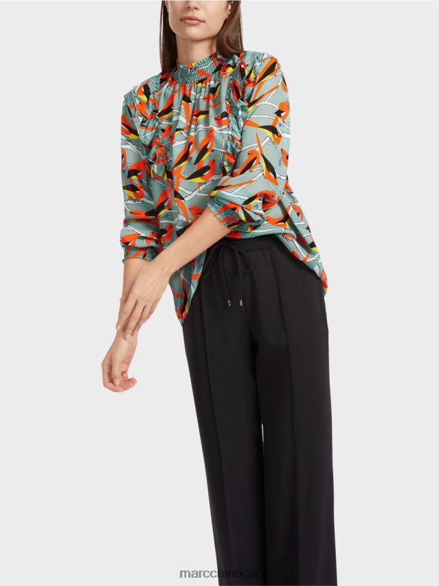 apģērbs tumši debeszils VRBHXD879 Marc Cain rotaļīga blūze ar putnu dizainu