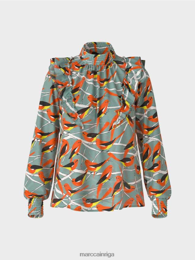 apģērbs tumši debeszils VRBHXD879 Marc Cain rotaļīga blūze ar putnu dizainu