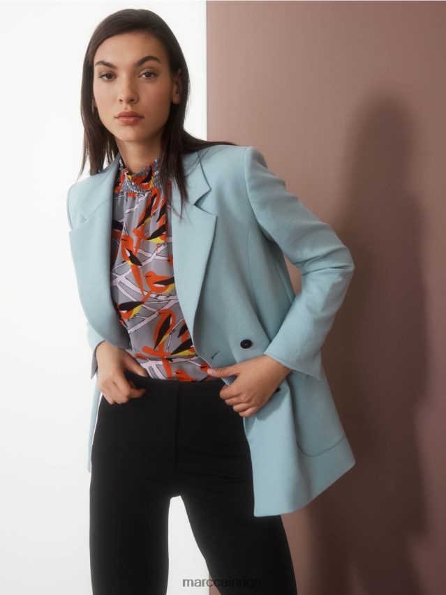 apģērbs tumši debeszils VRBHXD879 Marc Cain rotaļīga blūze ar putnu dizainu