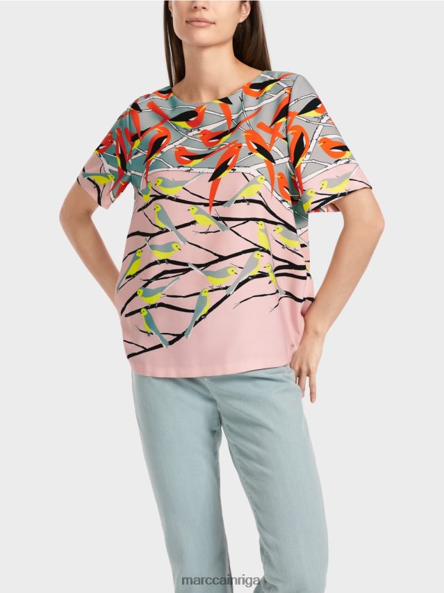 apģērbs tumši debeszils VRBHXD886 Marc Cain putnu dizaina vasaras blūze