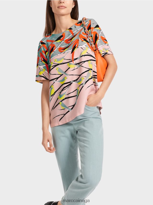 apģērbs tumši debeszils VRBHXD886 Marc Cain putnu dizaina vasaras blūze