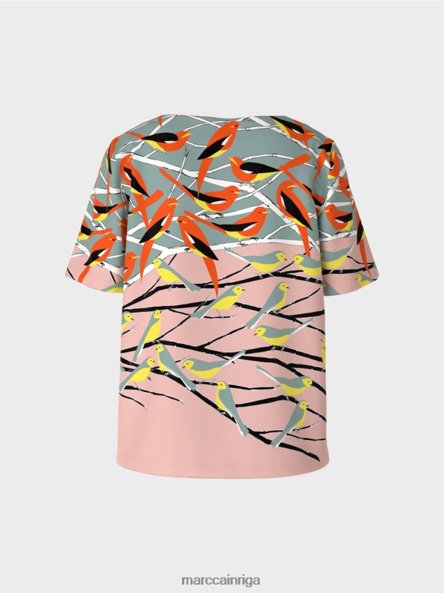 apģērbs tumši debeszils VRBHXD886 Marc Cain putnu dizaina vasaras blūze