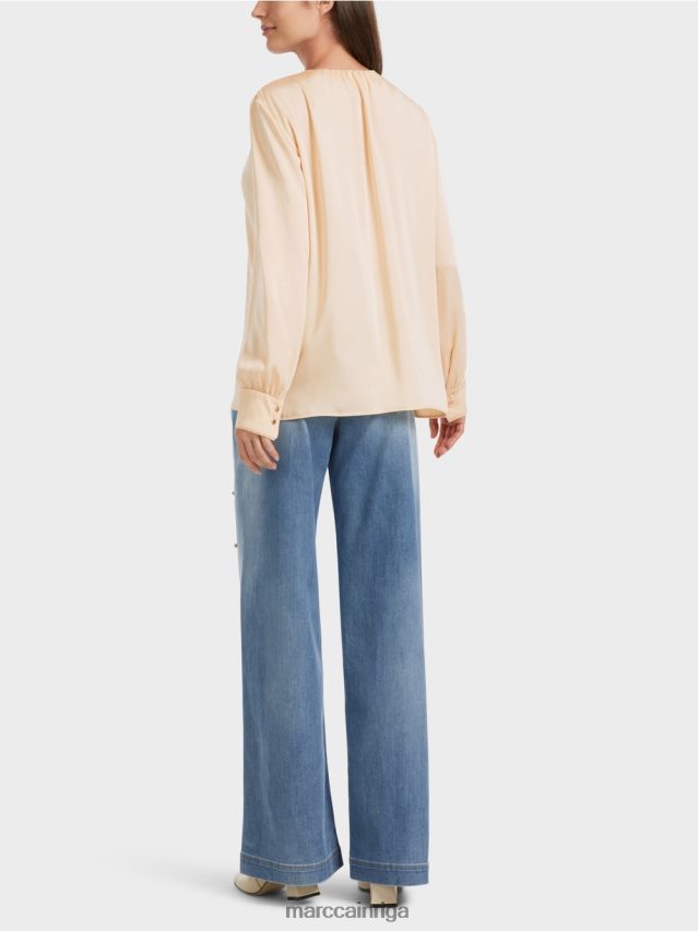 apģērbs tumšs krēms VRBHXD854 Marc Cain ikdienišķa blūze ar v veida kakla izgriezumu