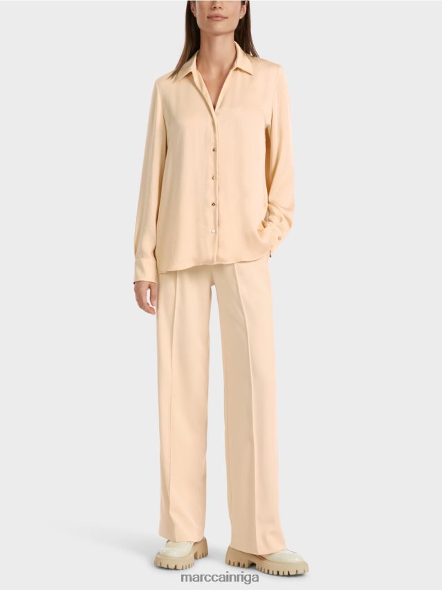 apģērbs tumšs krēms VRBHXD856 Marc Cain klasiska kreklblūze ar v-veida kakla izgriezumu